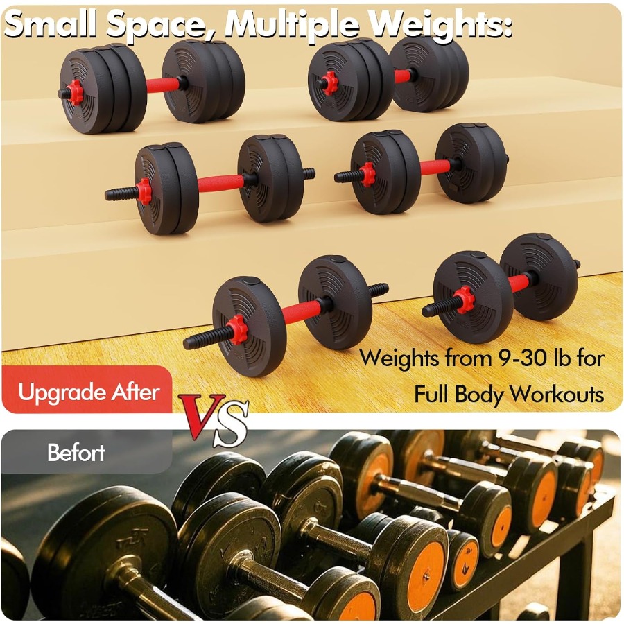 Verstelbare set dumbbells, 60L - Dumbbell Set recensie en prijs